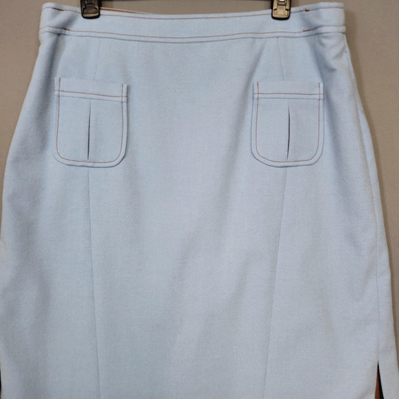 Etcetera Skirt Womens 16 Light Blue Pencil Back Zip Lined Front Pockets Career - Picture 3 of 11